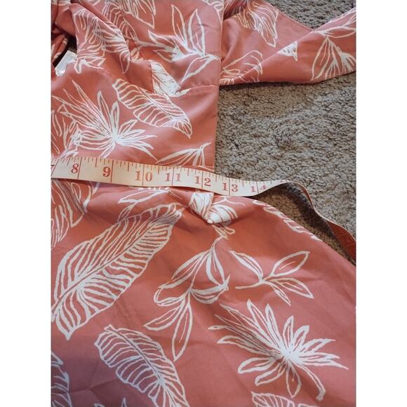 NWT Vilkoketa Front Knot Floral Women's Romper Tie & Elastic Back Pink White - Picture 7 of 8